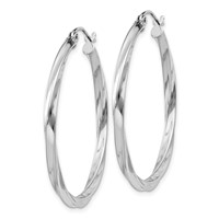 Sterling Silver Rhodium-plated Twisted 2.5x35mmHoop Earrings view 2
