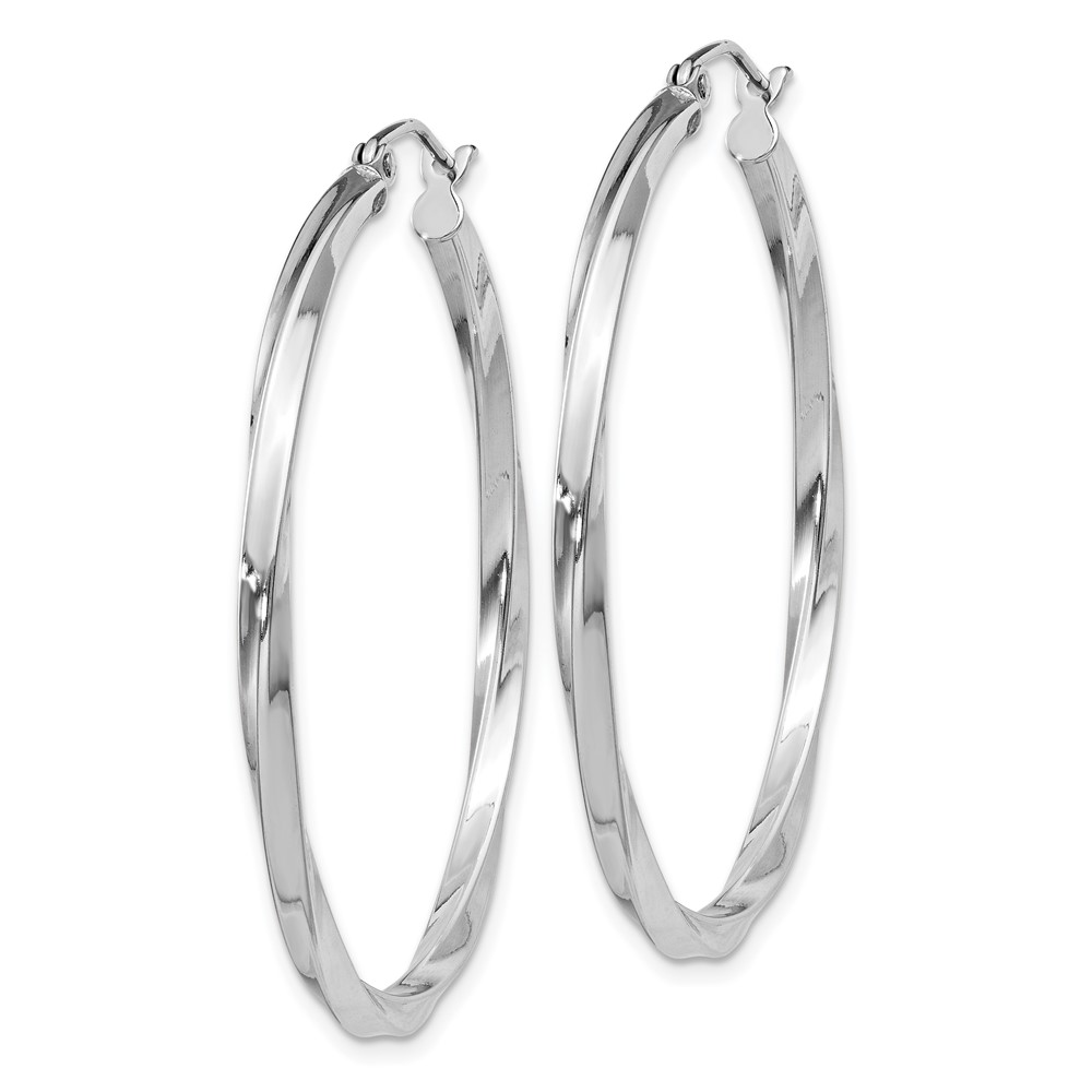 Sterling Silver Rhodium-plated Twisted 2.5x40mmHoop Earrings (QE4574)