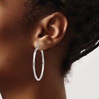 Sterling Silver Rhodium-plated Twisted 2.5x40mmHoop Earrings view 3