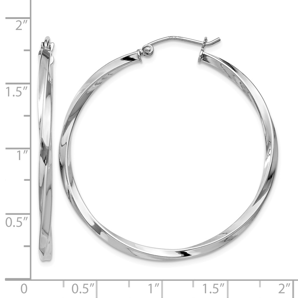 Sterling Silver Rhodium-plated Twisted 2.5x40mmHoop Earrings (QE4574)