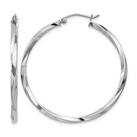 Sterling Silver Rhodium-plated Twisted 2.5x40mmHoop Earrings view 1