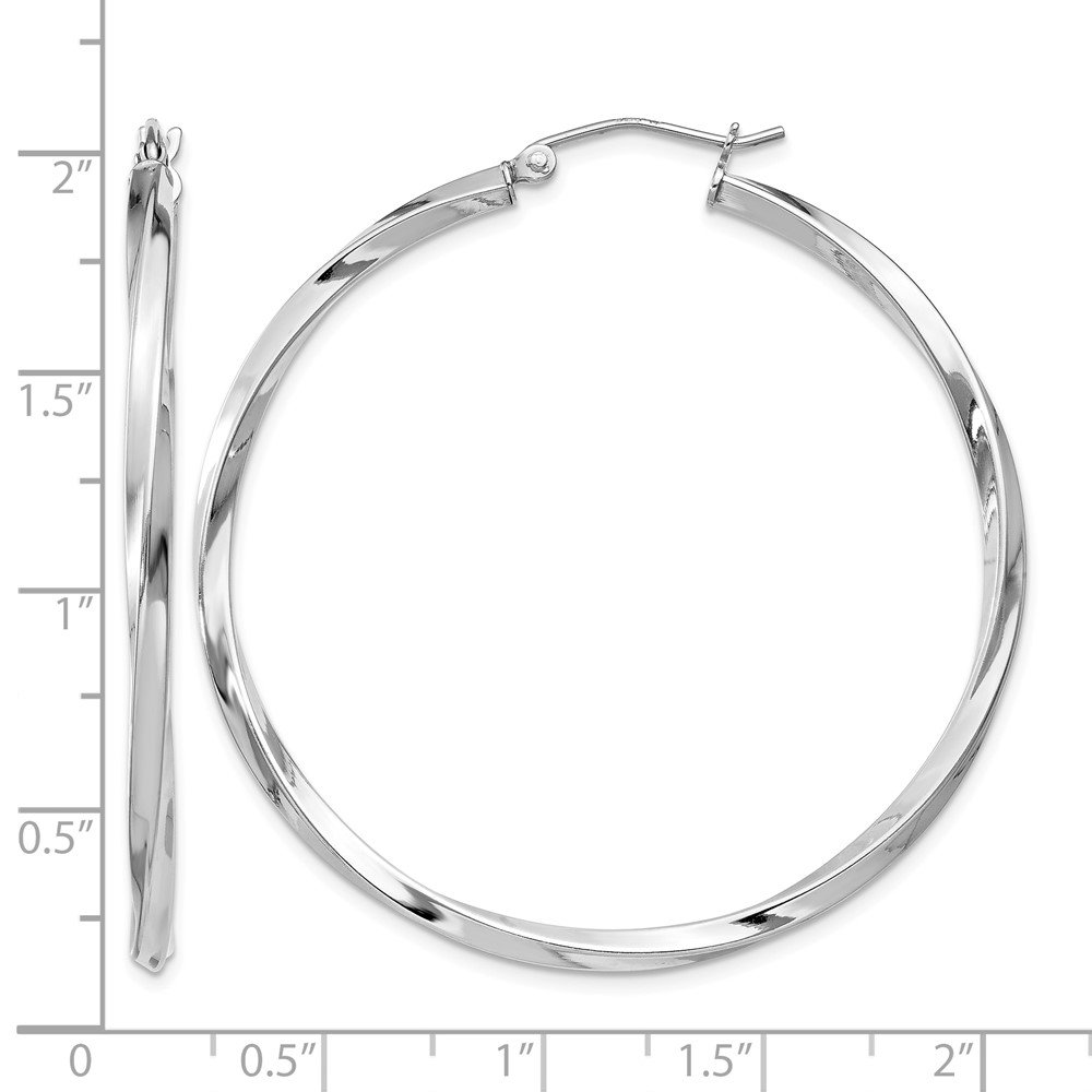 Sterling Silver Rhodium-plated Twisted 2.5x45mmHoop Earrings (QE4575)