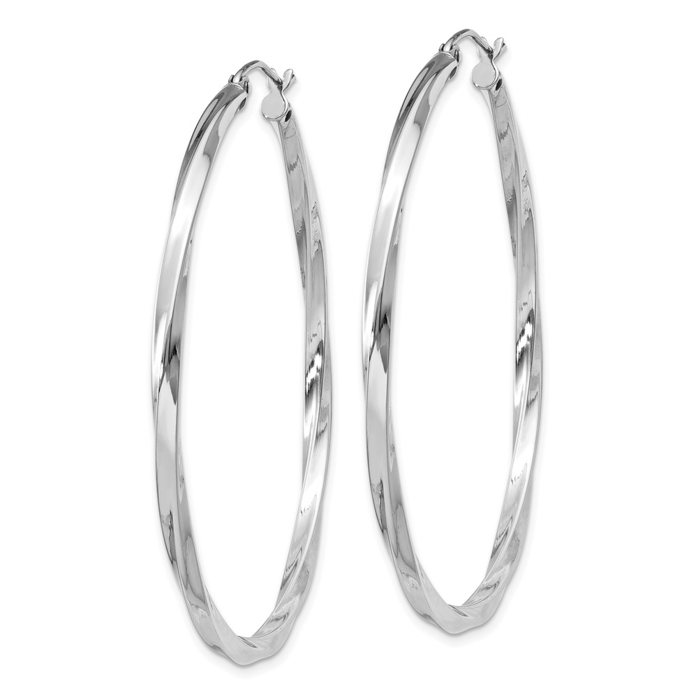 Sterling Silver Rhodium-plated Twisted 2.5x50mmHoop Earrings (QE4576)