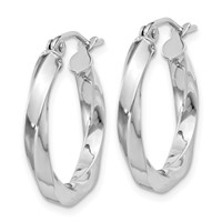 Sterling Silver Rhodium-plated 3x20mmTwisted Hoop Earrings view 2