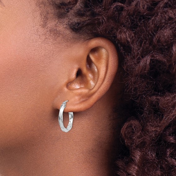 Sterling Silver 3mm Twisted Hoop Earrings