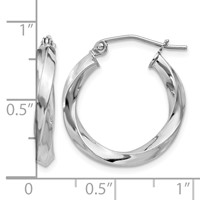 Sterling Silver Rhodium-plated 3x20mmTwisted Hoop Earrings view 4