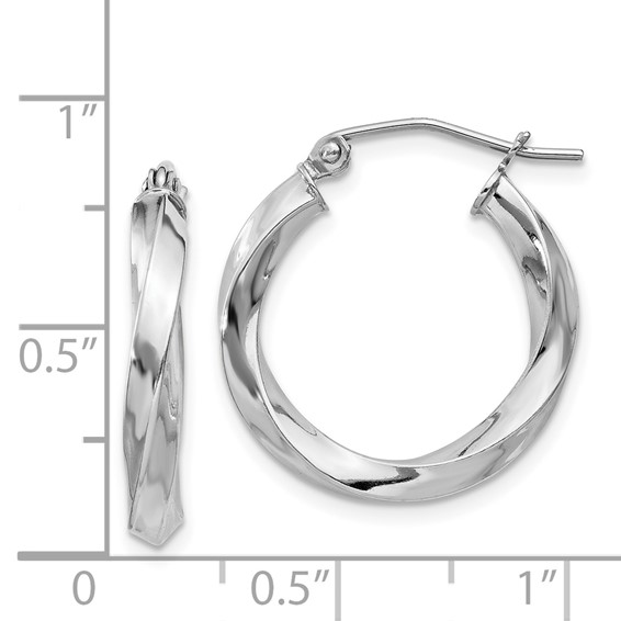Sterling Silver 3mm Twisted Hoop Earrings