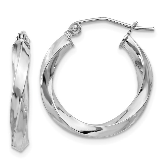 Sterling Silver 3mm Twisted Hoop Earrings