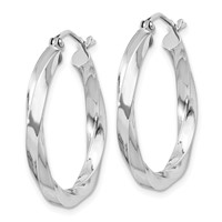 Sterling Silver Rhodium-plated 3x 25mmTwisted Hoop Earrings view 2