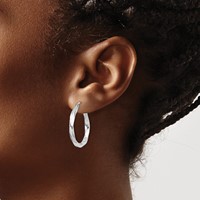 Sterling Silver Rhodium-plated 3x 25mmTwisted Hoop Earrings view 3