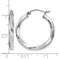 Sterling Silver Rhodium-plated 3x 25mmTwisted Hoop Earrings view 4