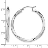Sterling Silver Rhodium-plated 3x 35mmTwisted Hoop Earrings view 4