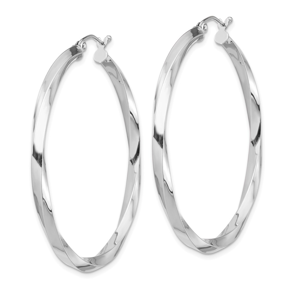 Sterling Silver Rhodium-plated 3x45mmTwisted Hoop Earrings (QE4588)