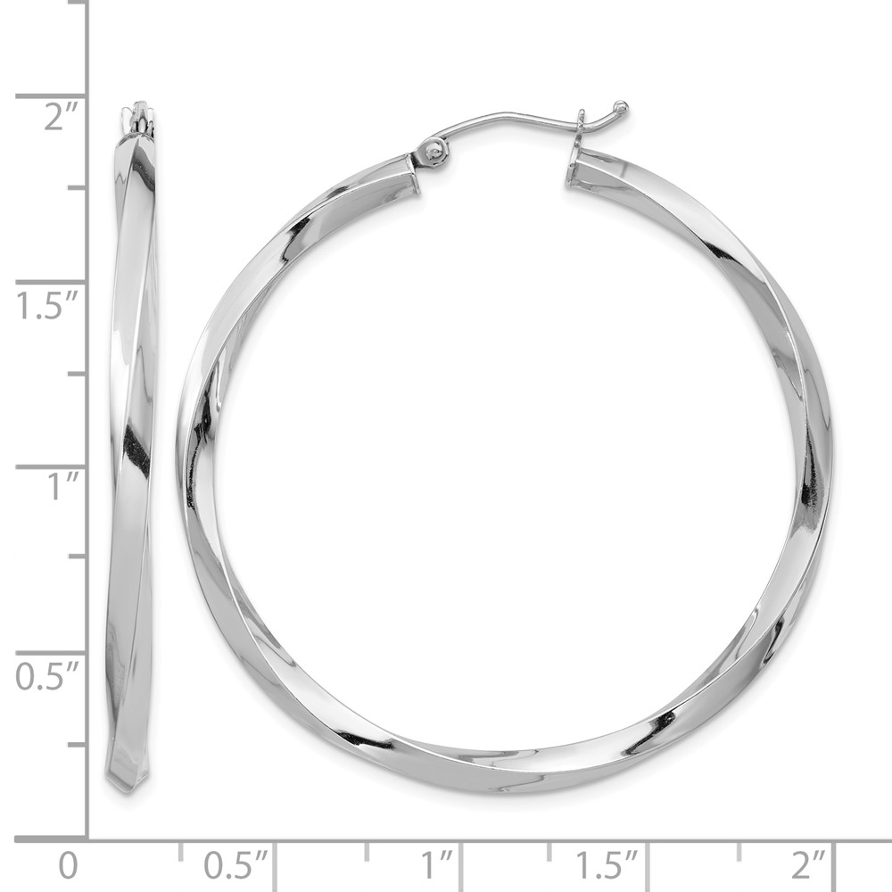 Sterling Silver Rhodium-plated 3x45mmTwisted Hoop Earrings (QE4588)