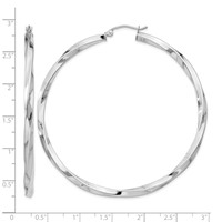 Sterling Silver Rhodium-plated 3x 60mmTwisted Hoop Earrings view 4