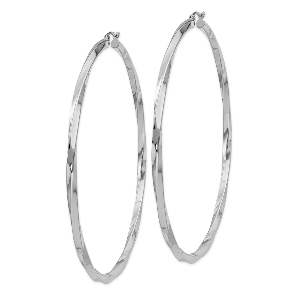 Sterling Silver Rhodium-plated 3x80mmTwisted Hoop Earrings (QE4594)