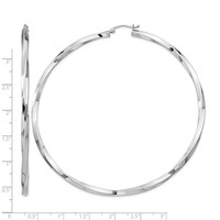 Sterling Silver Rhodium-plated 3x 80mmTwisted Hoop Earrings view 4