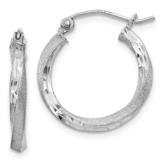 Sterling Silver 2.5mm Satin D/C Twisted Hoop Earrings