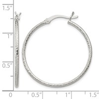 Sterling Silver Textured 2x 30mm Hoop Earrings view 4