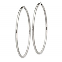 Sterling Silver 2x55mm Endless Hoop Earrings view 2