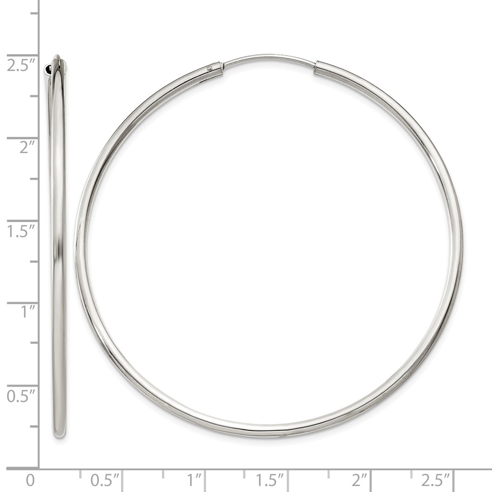 Sterling Silver 2x55mm Endless Hoop Earrings (QE4642)