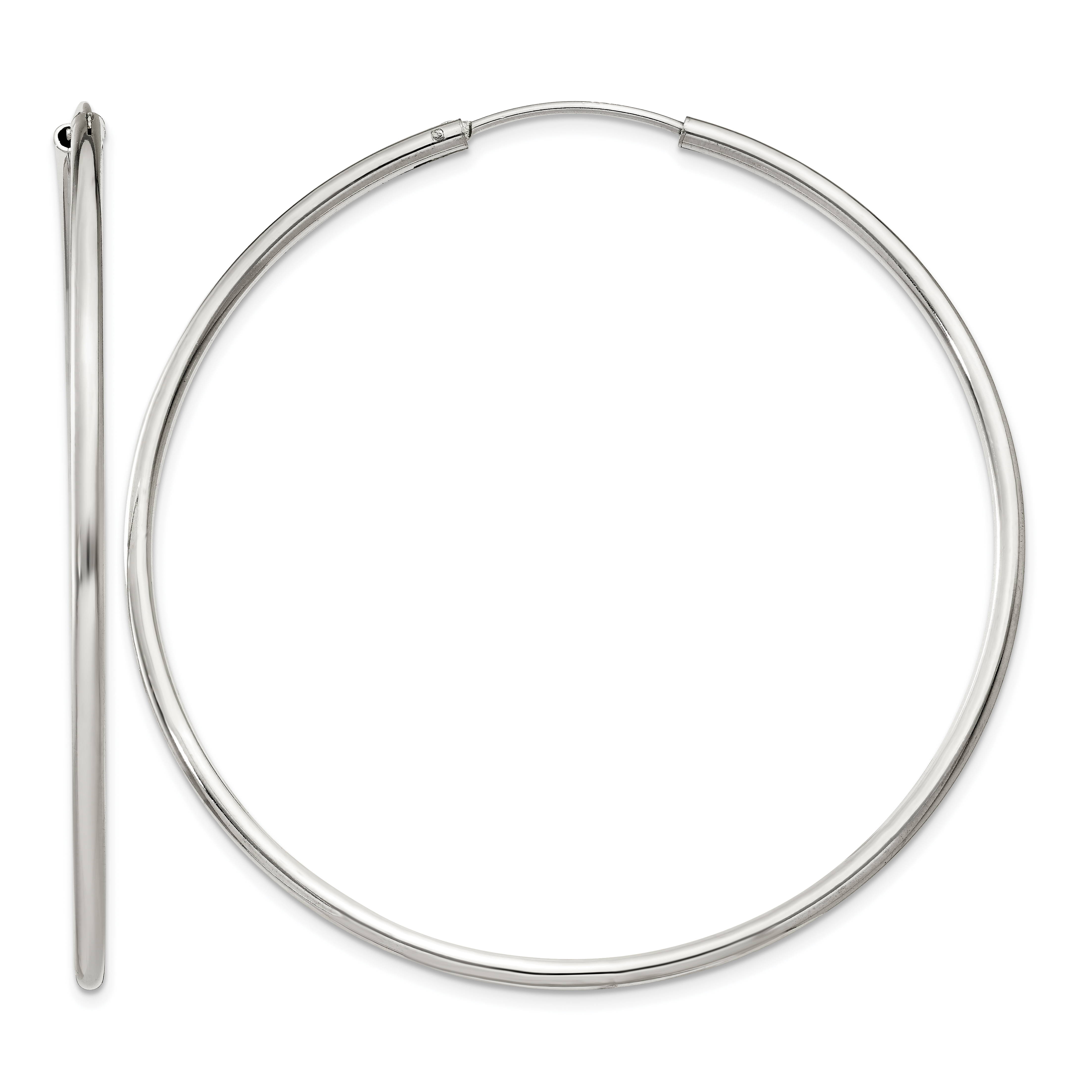 Sterling Silver 2x55mm Endless Hoop Earrings (QE4642)