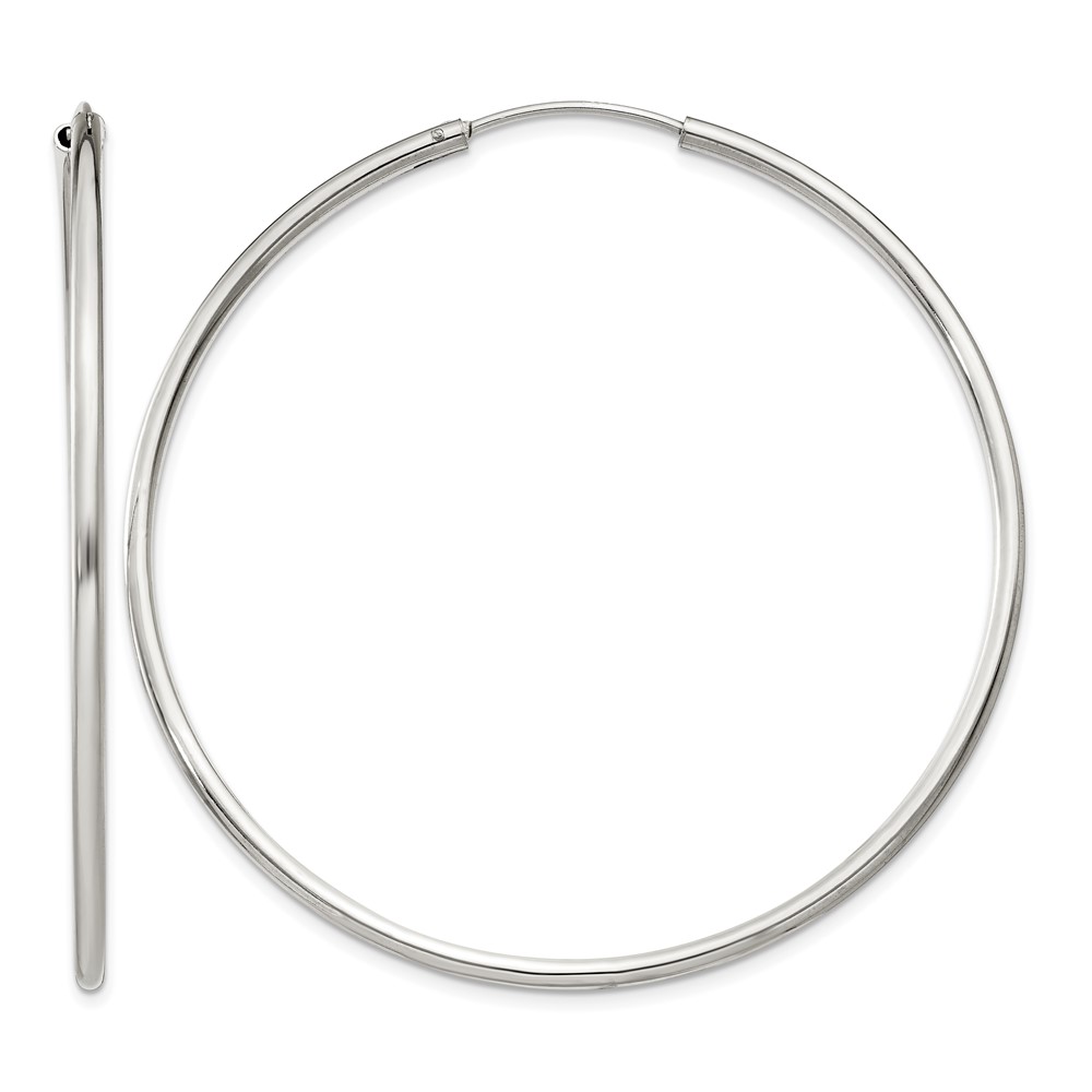 Sterling Silver 2x55mm Endless Hoop Earrings (QE4642)