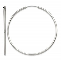 Sterling Silver 2x55mm Endless Hoop Earrings view 1