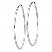 Sterling Silver 2x60mm Endless Hoop Earrings view 2