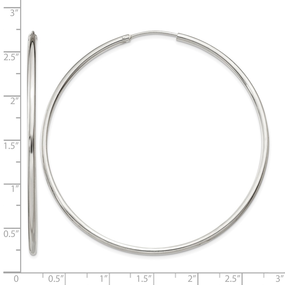 Sterling Silver 2x60mm Endless Hoop Earrings (QE4643)