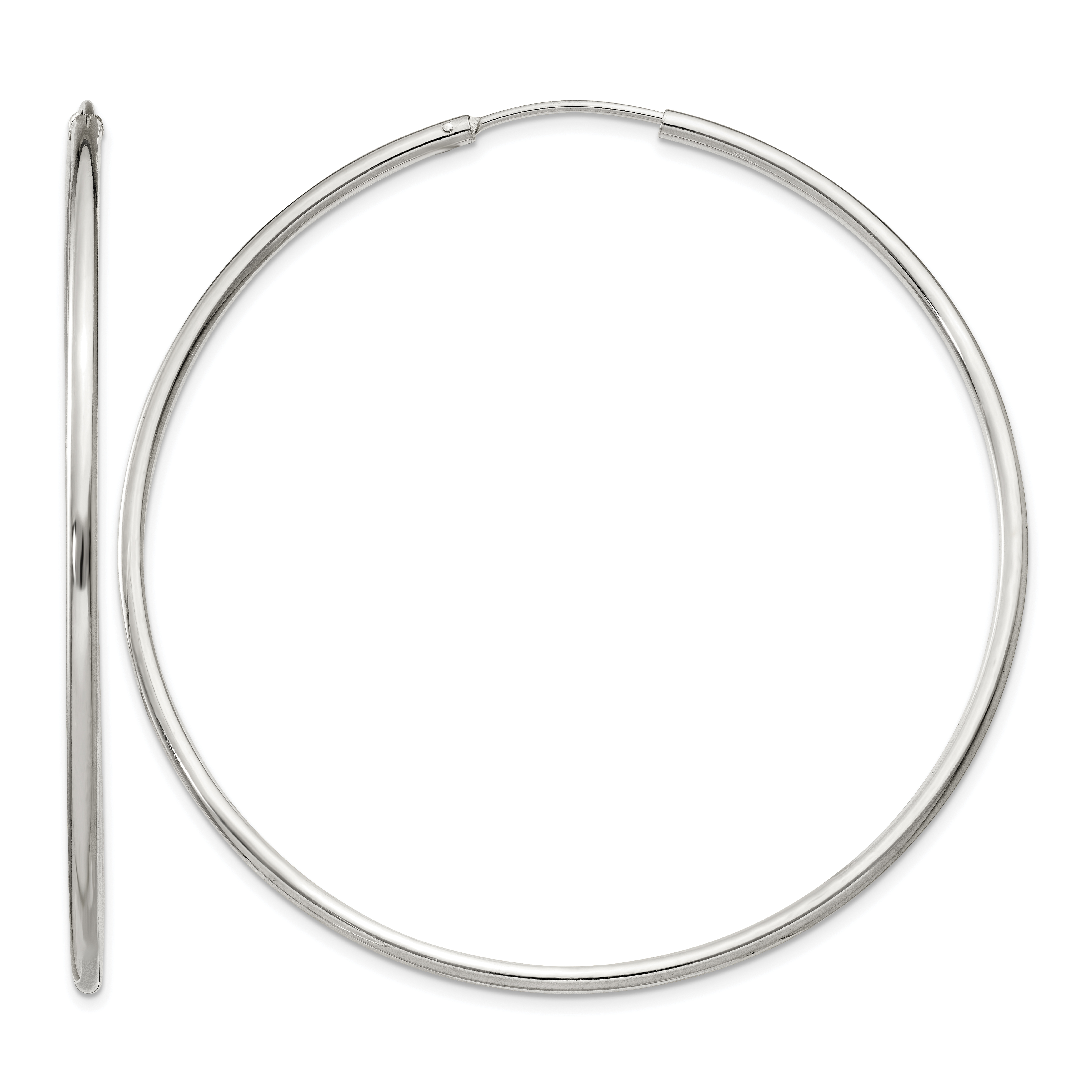 Sterling Silver 2x60mm Endless Hoop Earrings (QE4643)