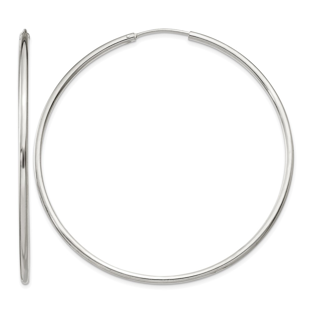 Sterling Silver 2x60mm Endless Hoop Earrings (QE4643)