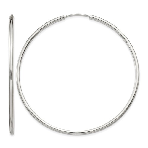 Sterling Silver 2x 60mm Endless Hoop Earrings