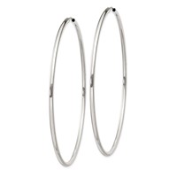 Sterling Silver 2x70mm Endless Hoop Earrings view 2