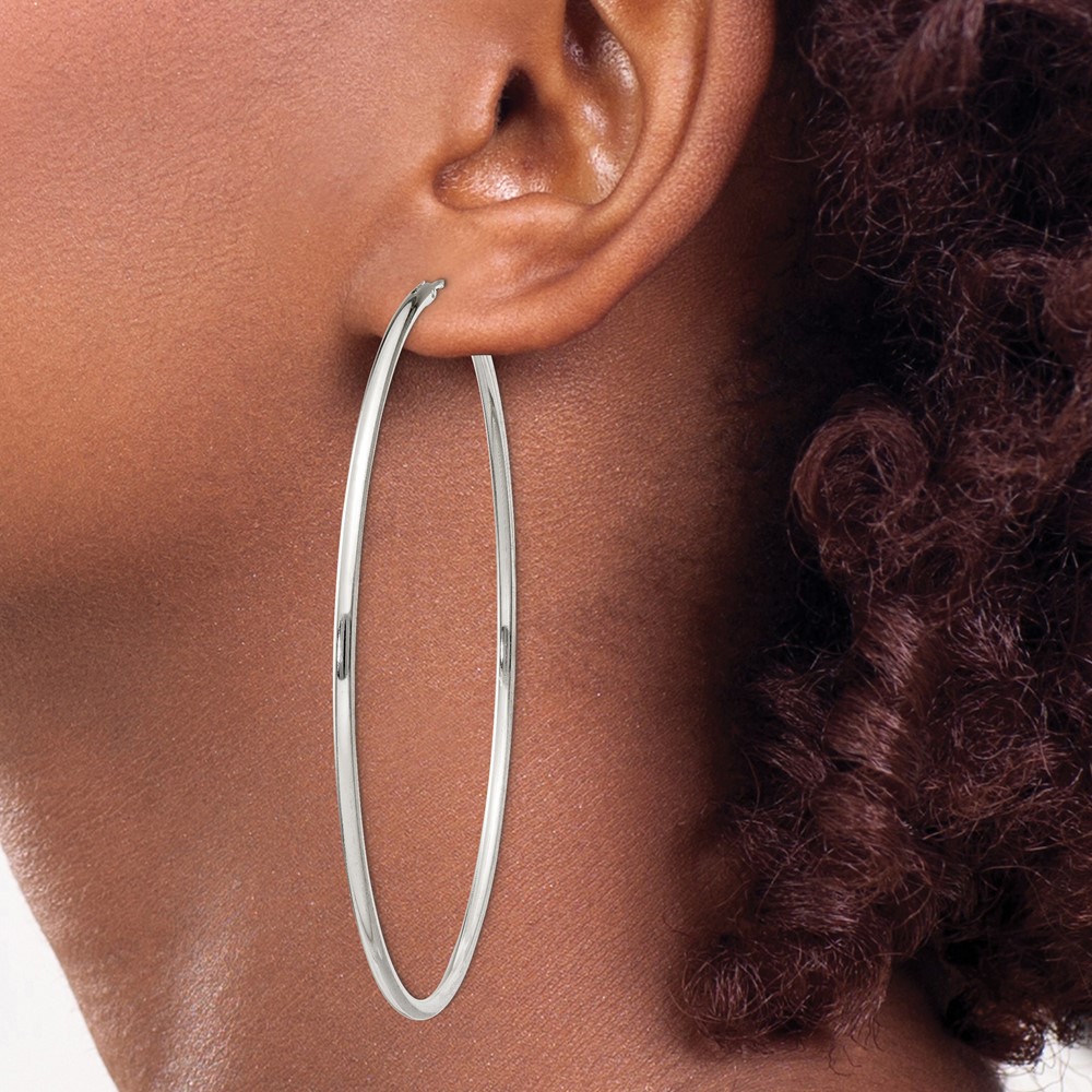 Sterling Silver 2x70mm Endless Hoop Earrings (QE4644)
