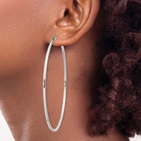 Sterling Silver 2x70mm Endless Hoop Earrings view 3