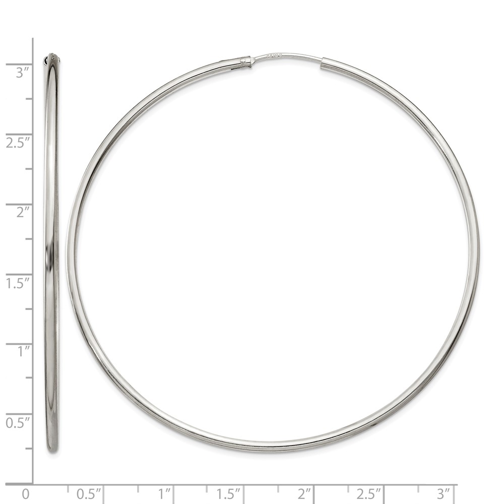 Sterling Silver 2x70mm Endless Hoop Earrings (QE4644)