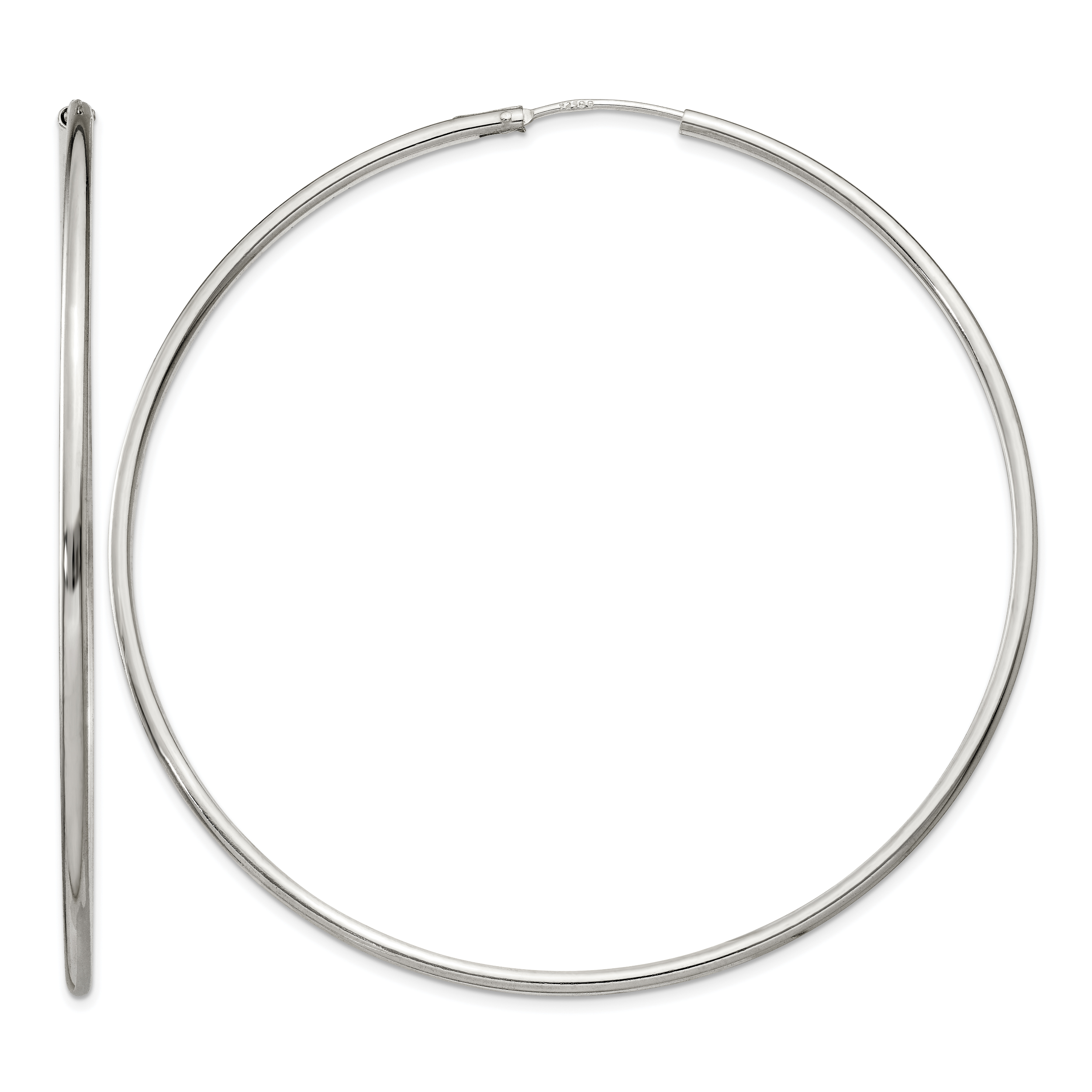 Sterling Silver 2x70mm Endless Hoop Earrings (QE4644)