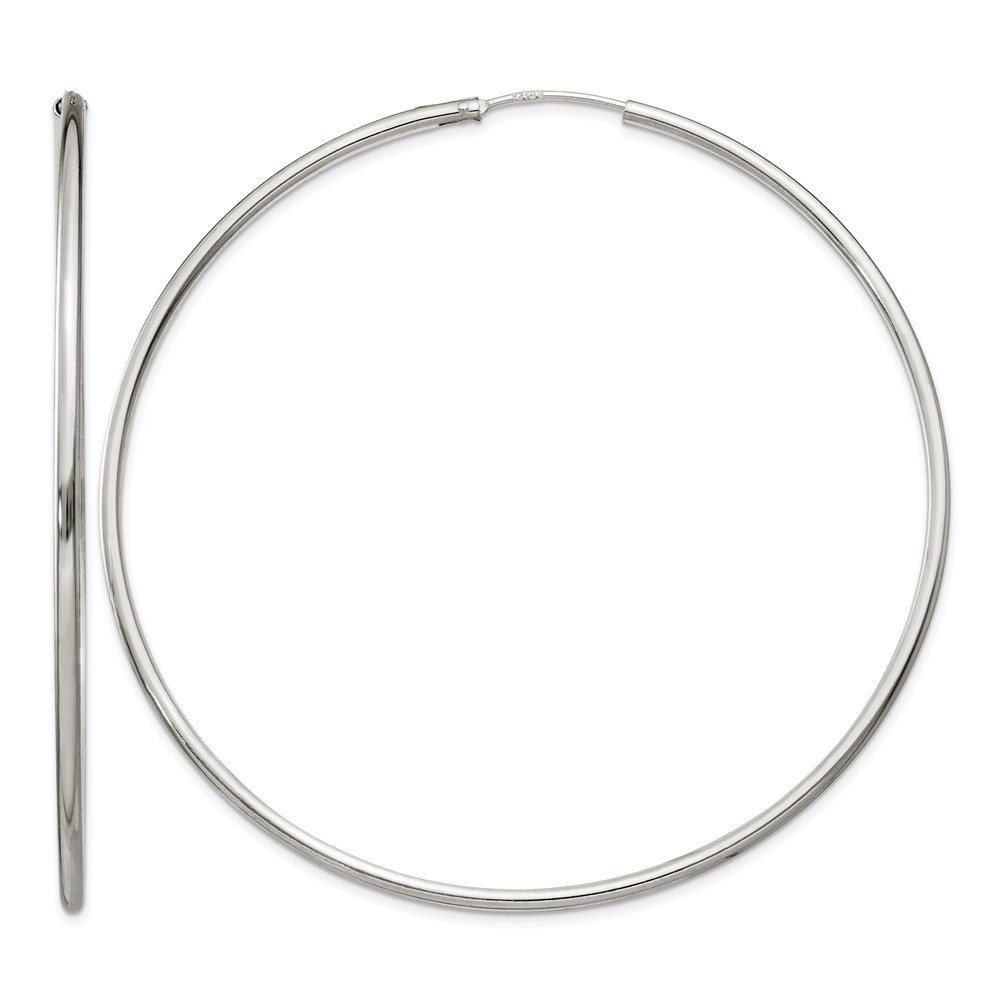 Sterling Silver 2x70mm Endless Hoop Earrings (QE4644)