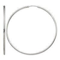 Sterling Silver 2x70mm Endless Hoop Earrings view 1