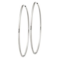 Sterling Silver 2x80mm Endless Hoop Earrings view 2