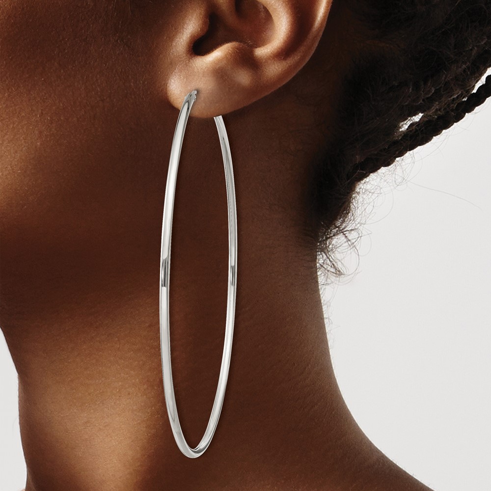 Sterling Silver 2x80mm Endless Hoop Earrings (QE4645)