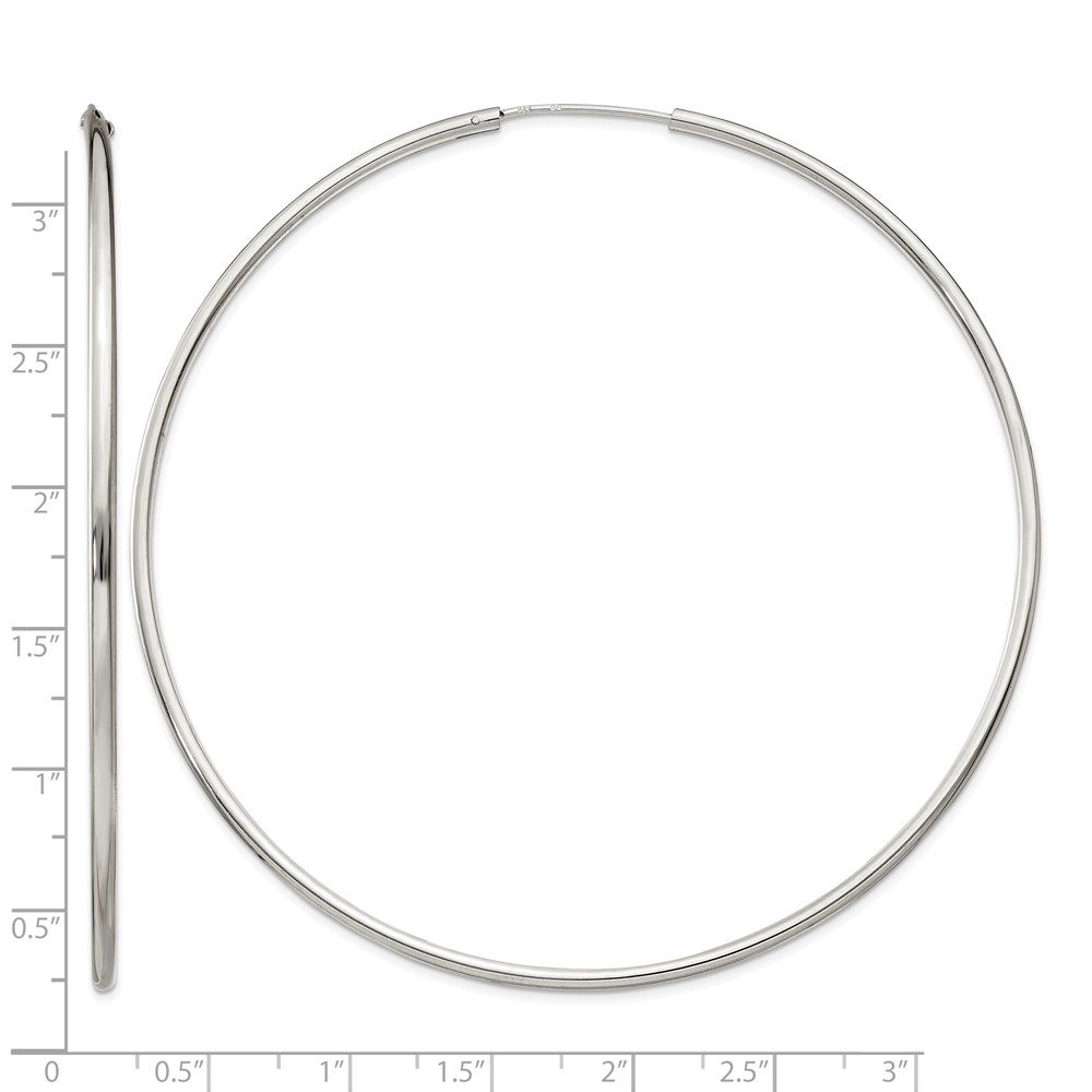 Sterling Silver 2x80mm Endless Hoop Earrings (QE4645)