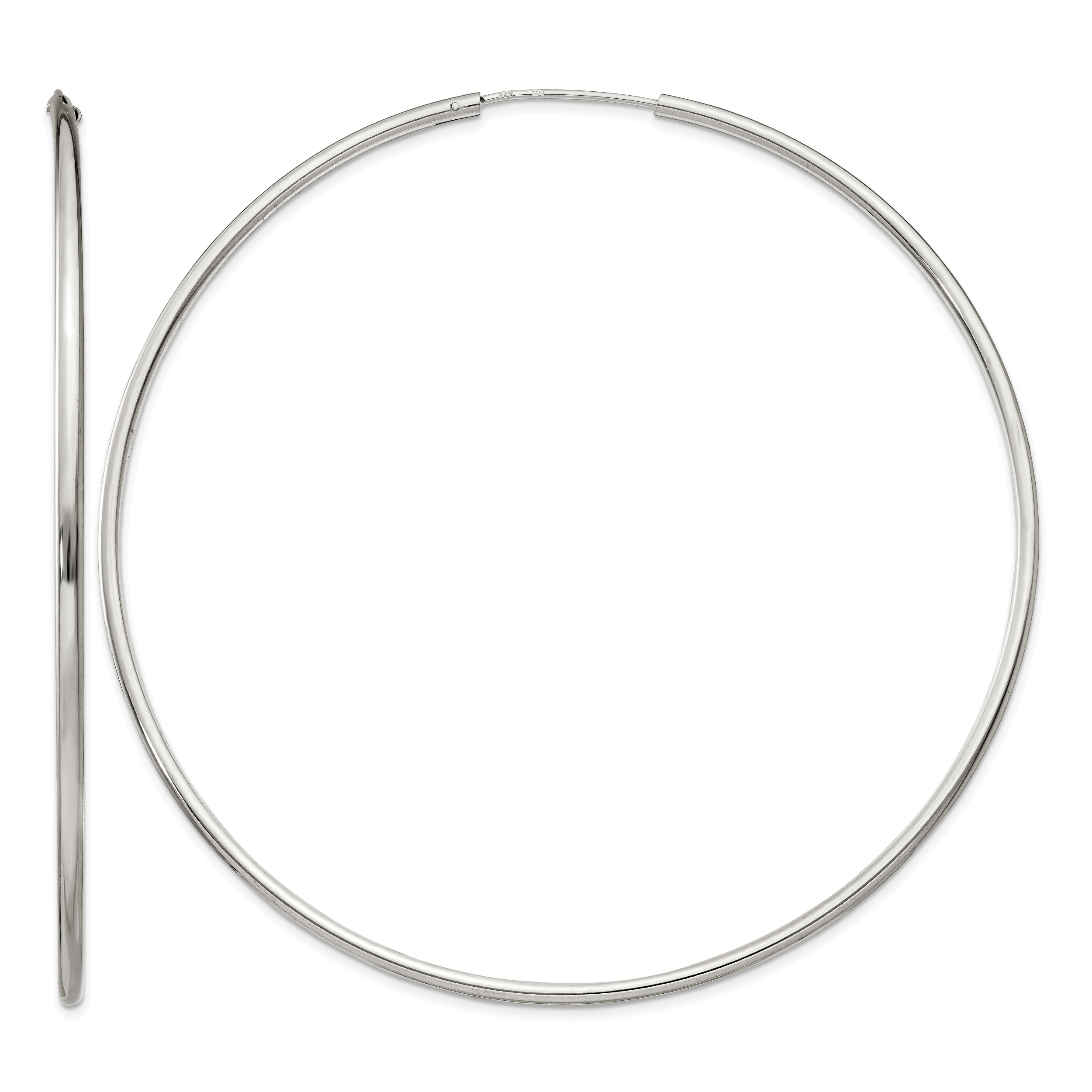 Sterling Silver 2x80mm Endless Hoop Earrings (QE4645)