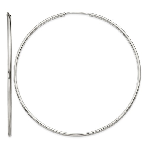 Sterling Silver 2x 80mm Endless Hoop Earrings