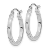 Sterling Silver Rhodium-plated 2x 20mm Square Tube Hoop Earrings view 2