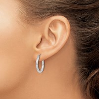 Sterling Silver Rhodium-plated 2x 20mm Square Tube Hoop Earrings view 3
