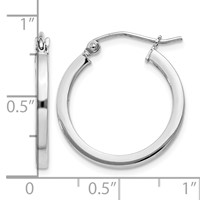 Sterling Silver Rhodium-plated 2x 20mm Square Tube Hoop Earrings view 4