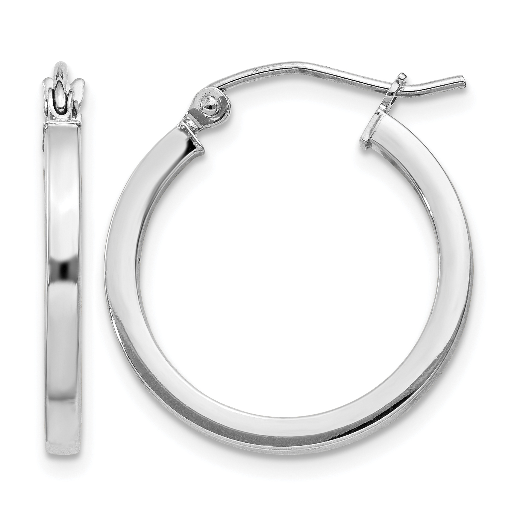 Sterling Silver Rhodium-plated 2x20mm Square Tube Hoop Earrings (QE4646)