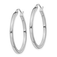 Sterling Silver Rhodium-plated 2x 30mm Square Tube Hoop Earrings view 2
